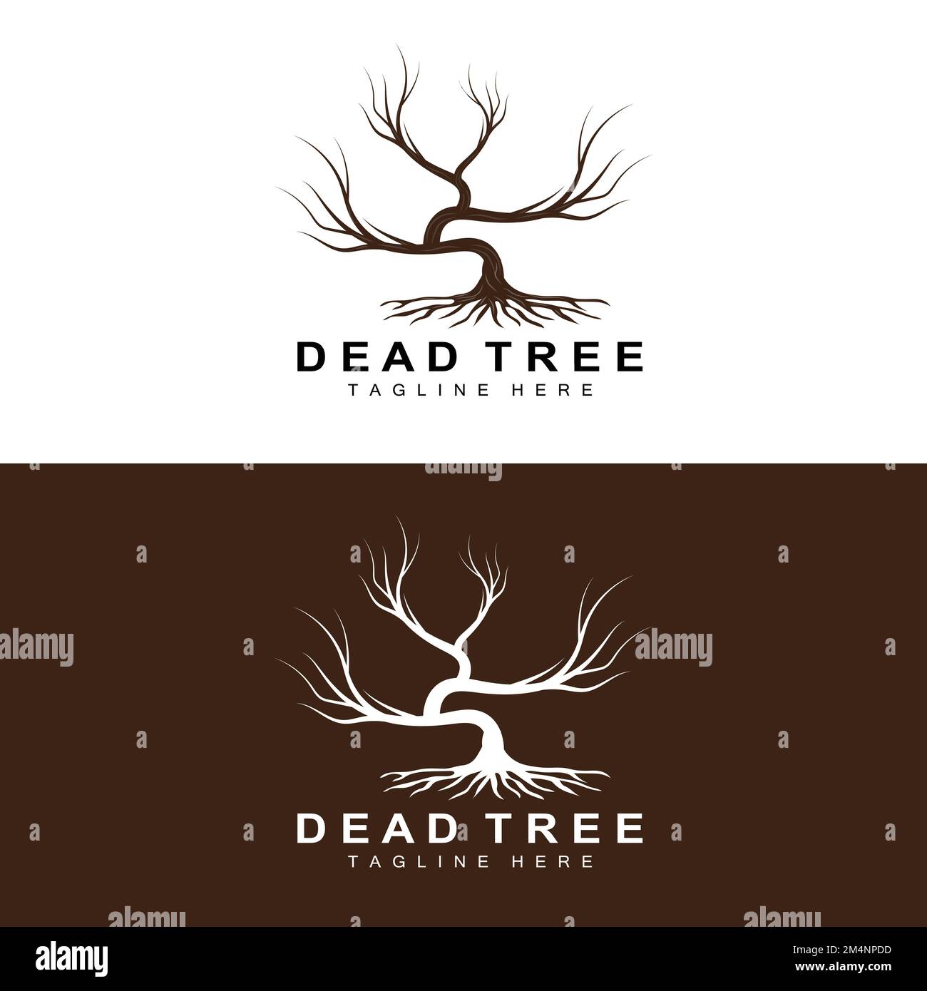 Logo de l'arbre, illustration de l'arbre mort, coupe d'arbres sauvages, vecteur de réchauffement climatique, sécheresse de la Terre, Icônes de marque de produit Illustration de Vecteur