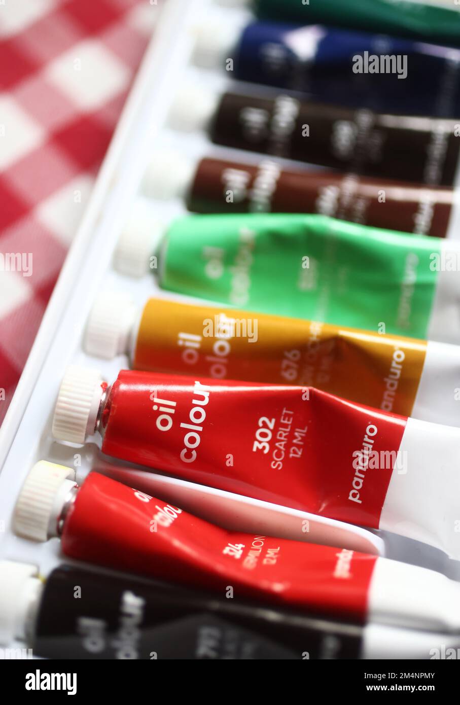 Couleurs d'huile de Panduro Hobby AB. Banque D'Images