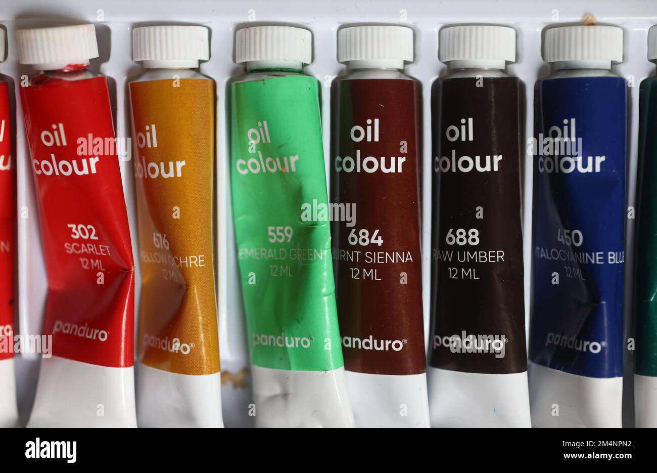 Couleurs d'huile de Panduro Hobby AB. Banque D'Images