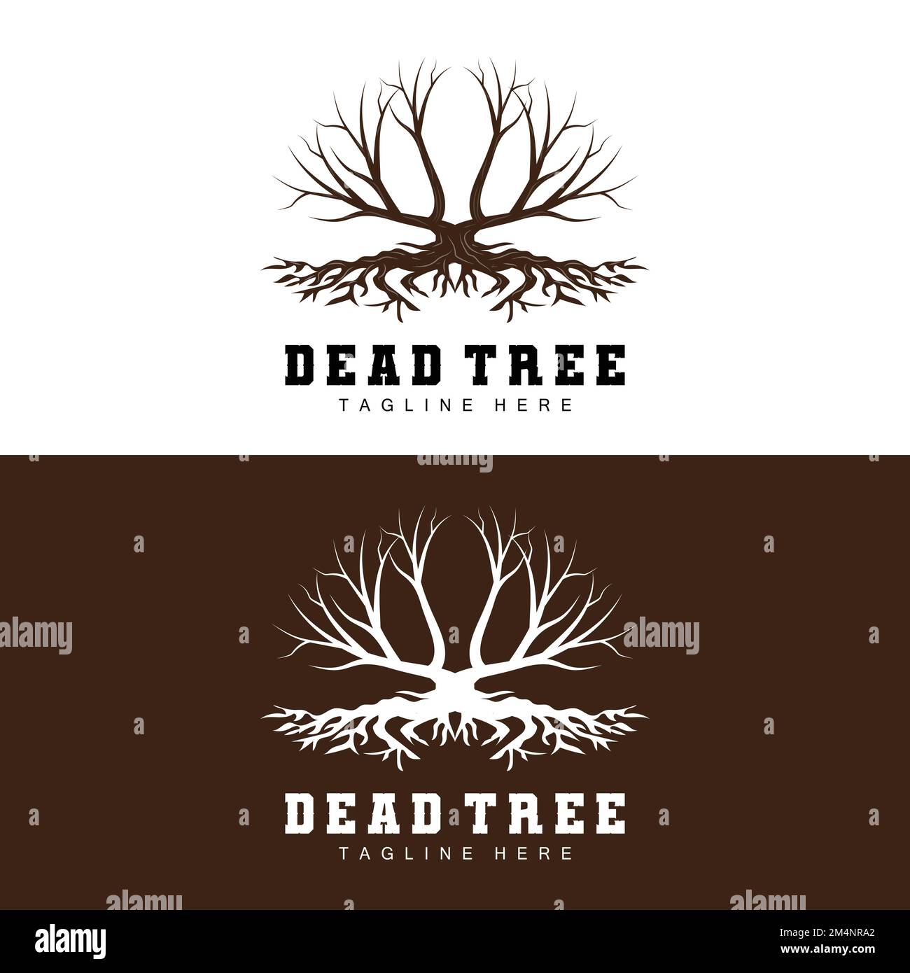 Logo de l'arbre, illustration de l'arbre mort, coupe d'arbres sauvages, vecteur de réchauffement climatique, sécheresse de la Terre, Icônes de marque de produit Illustration de Vecteur