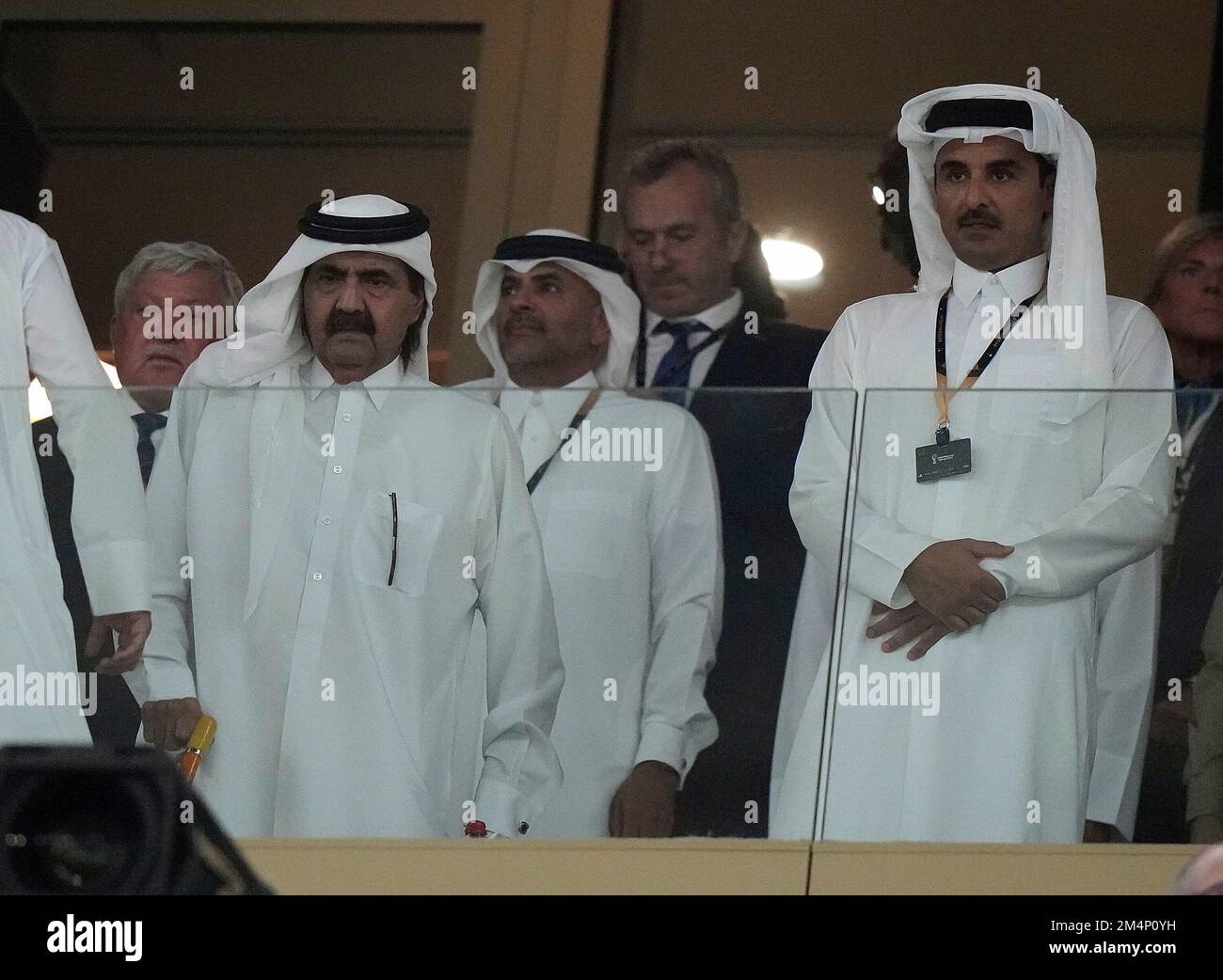 18 décembre 2022, stade emblématique de Lusail, Doha, QAT, Coupe du monde de la FIFA 2022, finale, Argentine contre France, dans la photo Sheikh Hamad bin Chalifa Al Thani, l'émir du Qatar Tamim bin Hamad Al Thani Banque D'Images