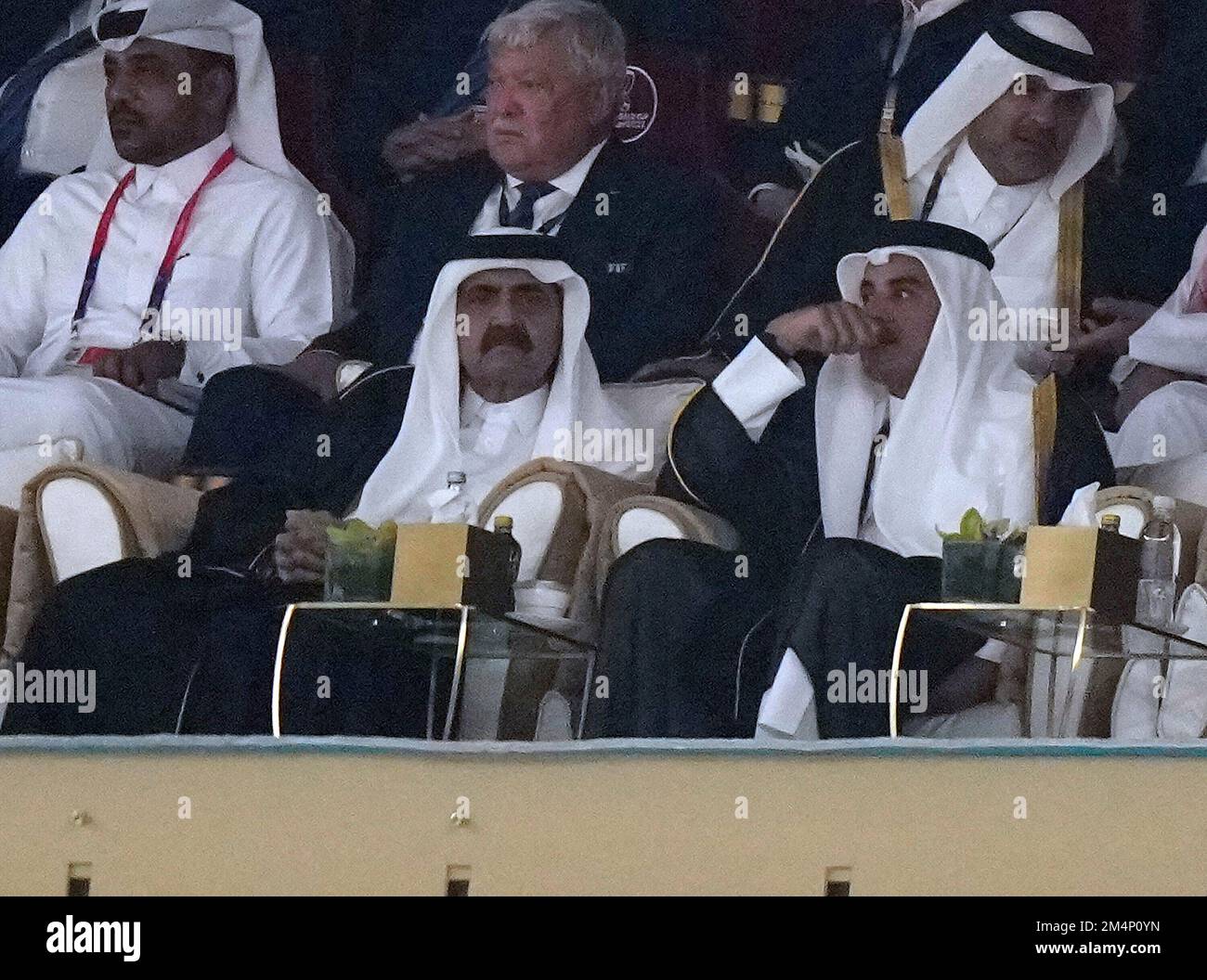 18 décembre 2022, stade emblématique de Lusail, Doha, QAT, Coupe du monde de la FIFA 2022, finale, Argentine contre France, dans la photo Sheikh Hamad bin Chalifa Al Thani, l'émir du Qatar Tamim bin Hamad Al Thani Banque D'Images