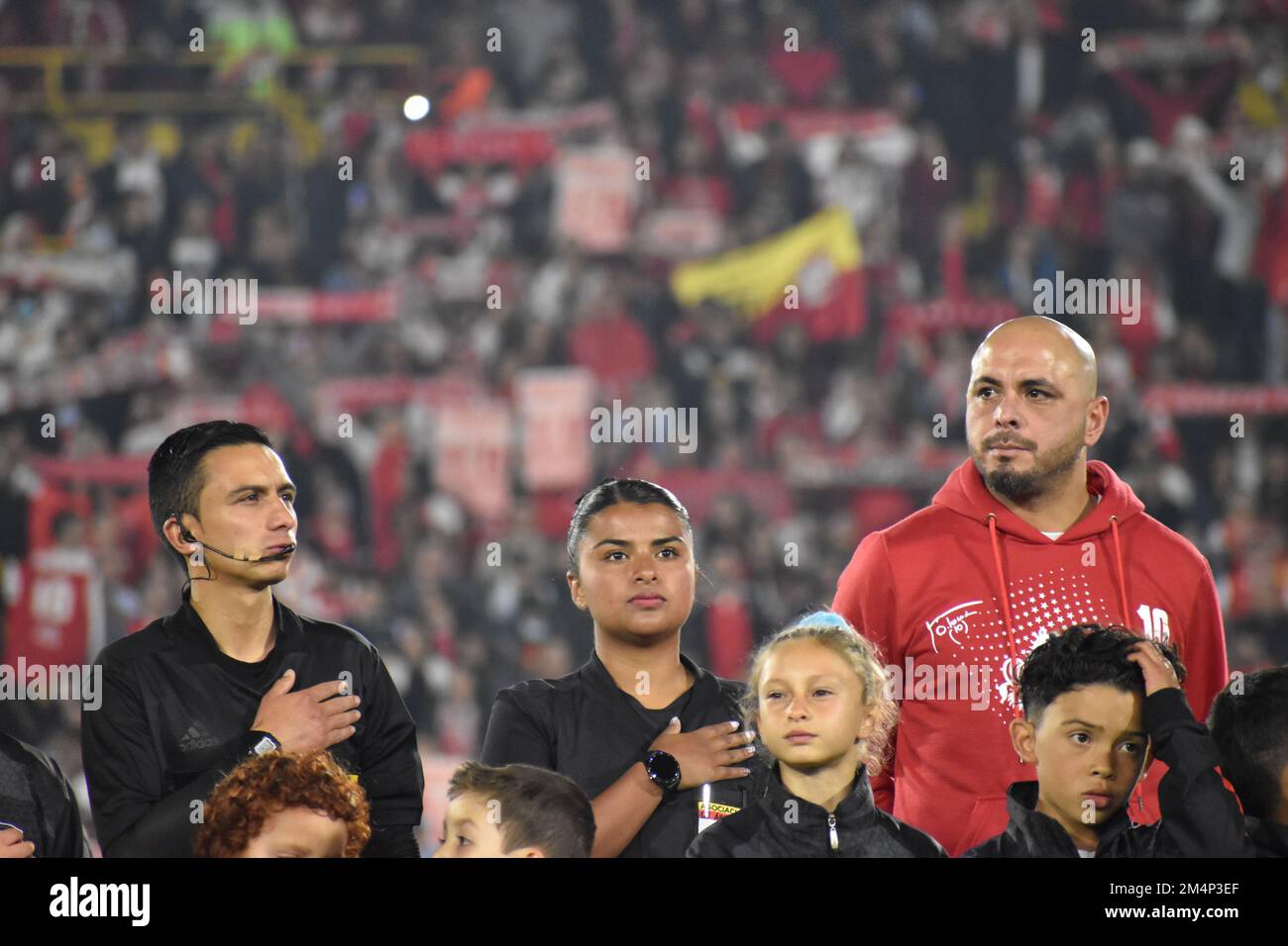 L'équipe de leage de la Colombie Santa Fe s'est empatée du joueur de football argentin Omar Sebastian Perez au stade El Campin de Bogota, Colombie, le 10 décembre 2022. Photo de: Cristian Bayona/long Visual Press Banque D'Images