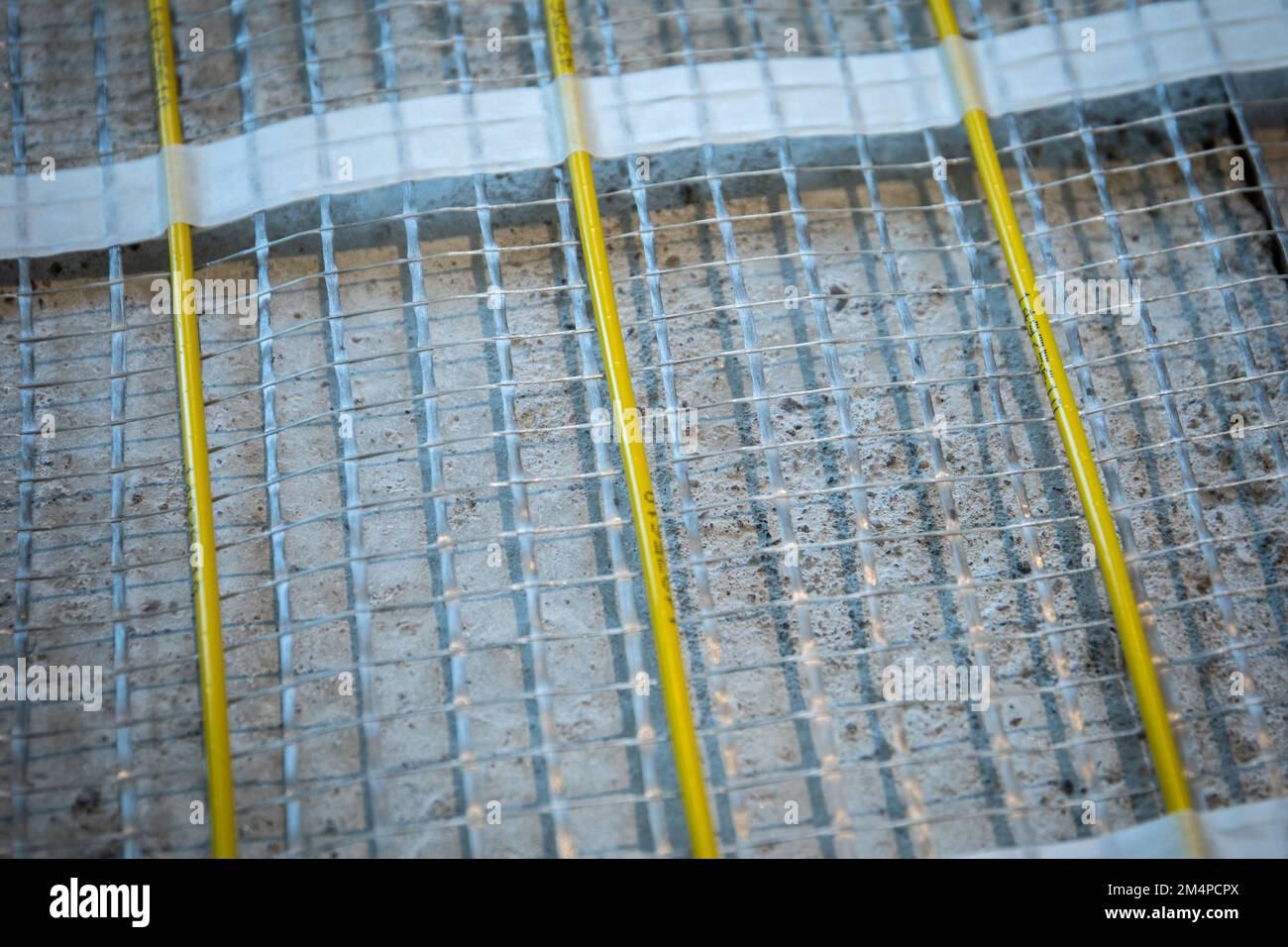 Câble de chauffage pour un détail de gros plan au sol chaud. Banque D'Images