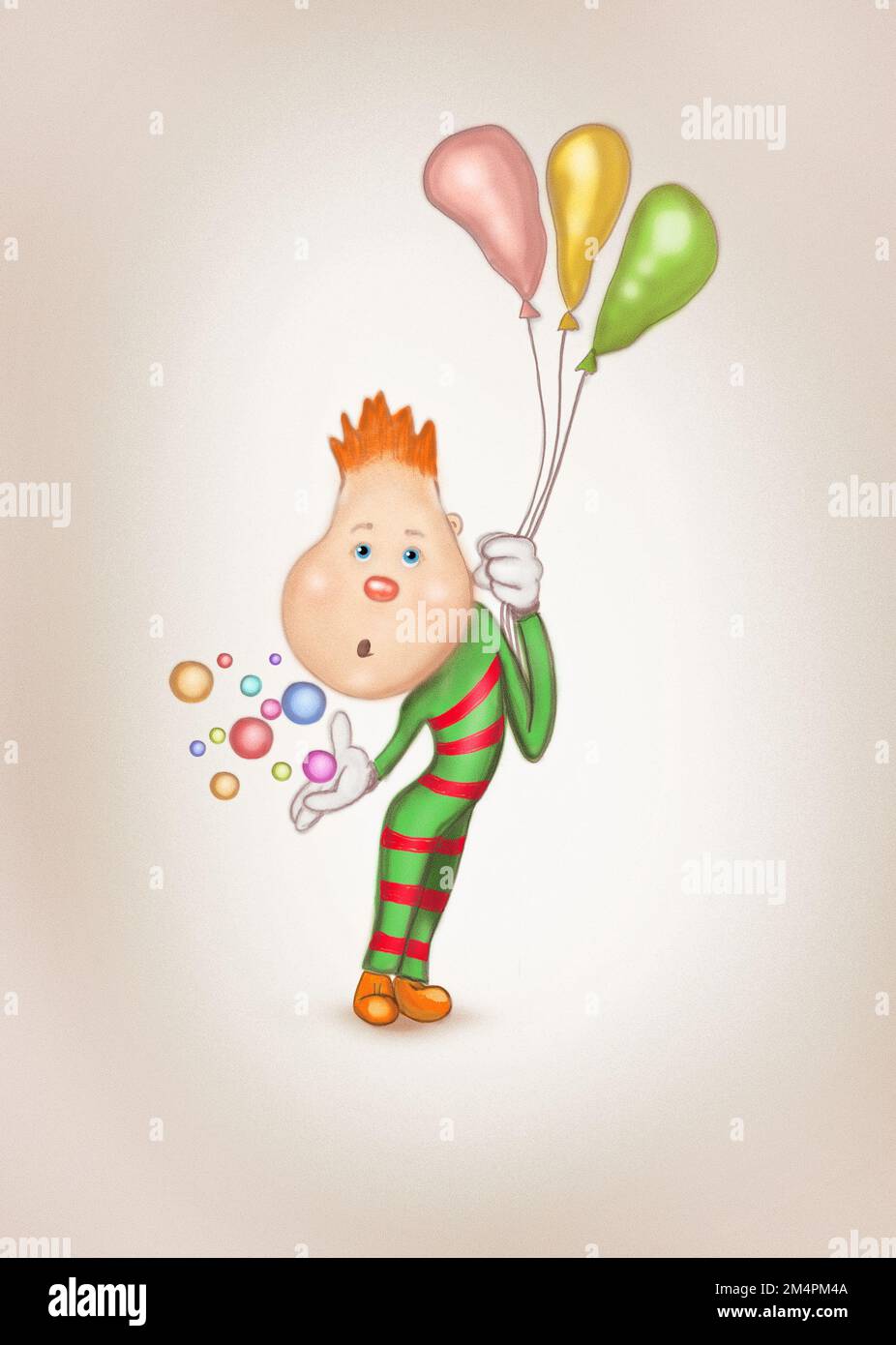 Carte de vœux avec clown drôle et ballons. Photo de haute qualité Banque D'Images