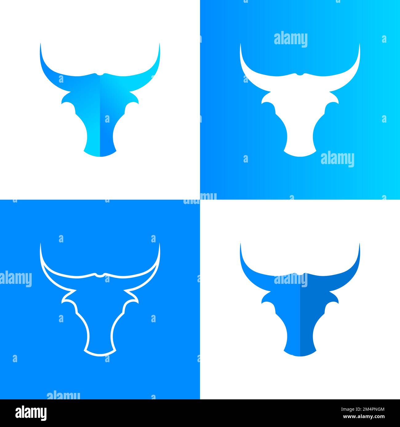 Bull coloré icône logo variations Set Vector Illustration Illustration de Vecteur