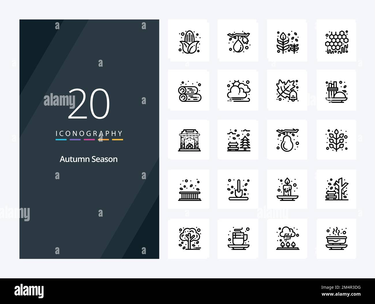 20 icône Outline d'automne pour la présentation Illustration de Vecteur