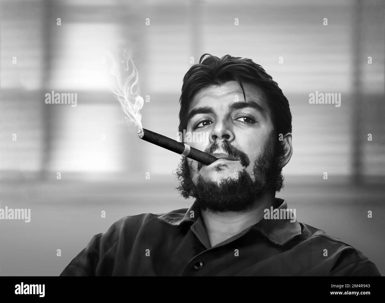 Ernesto Che Guevara cigare cubain Banque D'Images