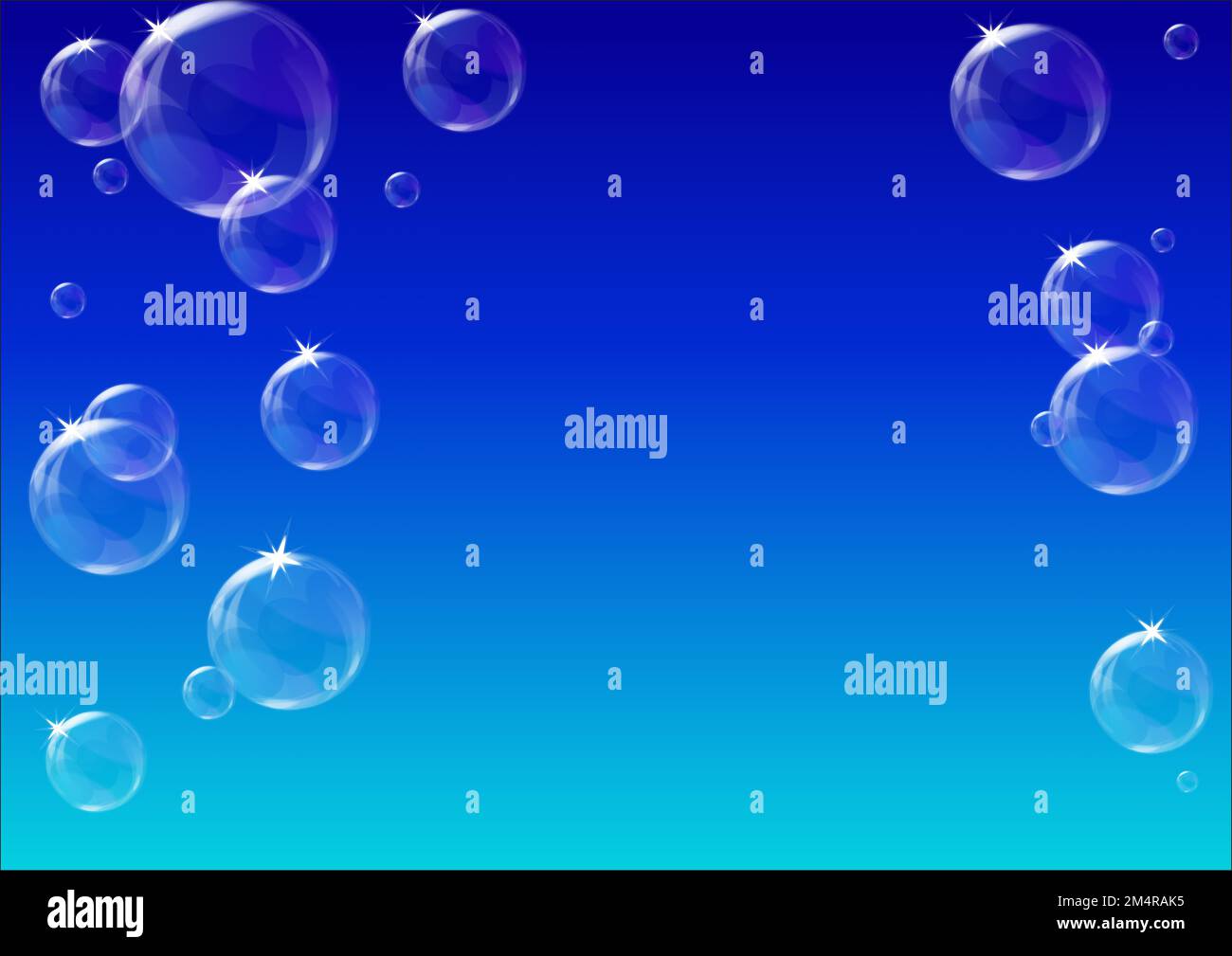 Fond bleu avec bulles de savon Banque D'Images