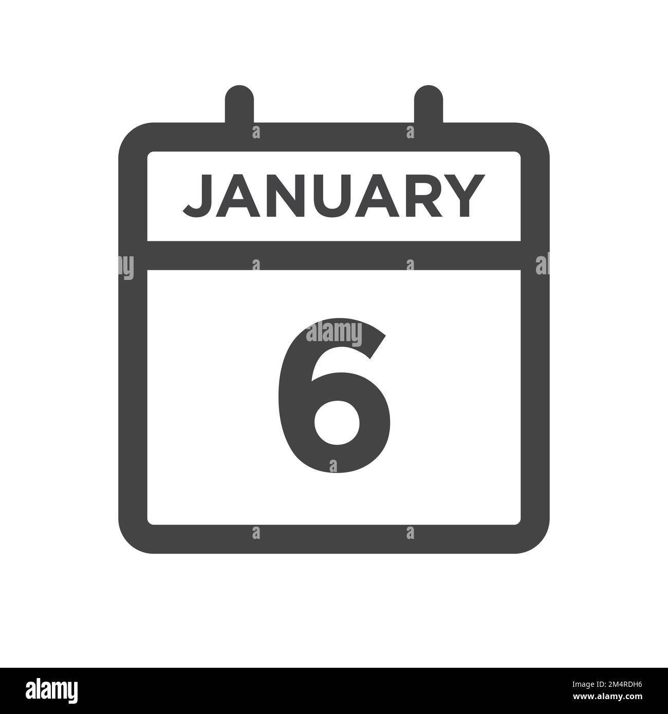 Janvier 6 jour civil ou date de calendrier pour la date limite et la date de rendez-vous Illustration de Vecteur