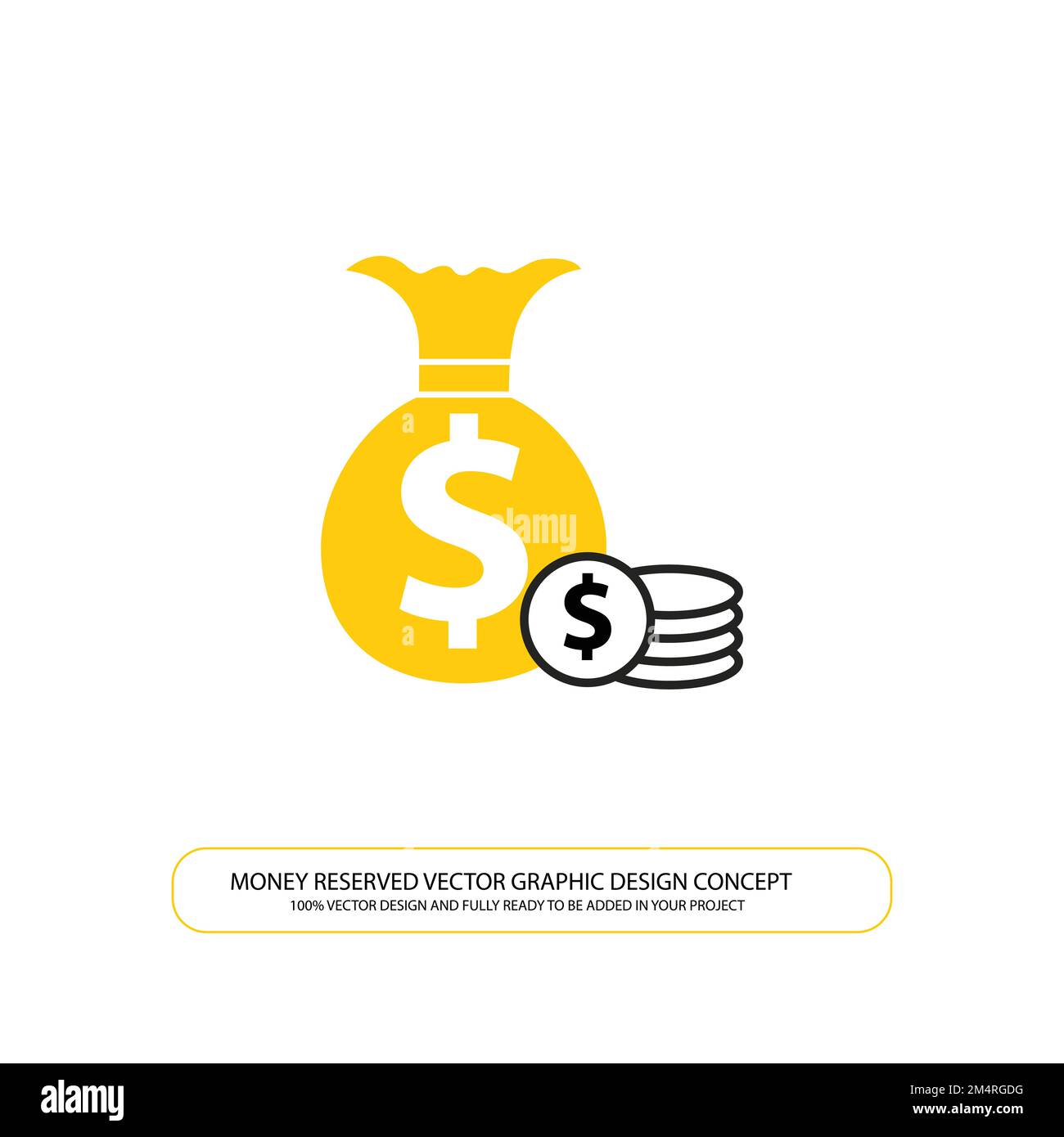 Argent réservé sac et pièces de monnaie plein vecteur design, finance, commerce et économie icônes Illustration de Vecteur