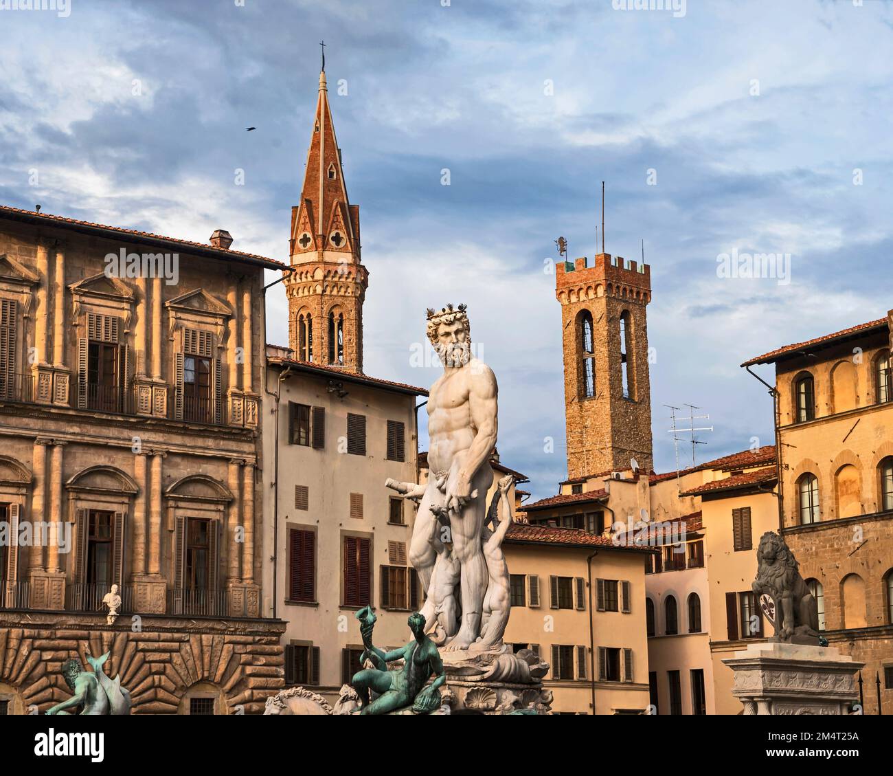 La fontaine de Neptune de la Piazza della Signoria, Florence, capitale de la région Toscane, Italie Banque D'Images