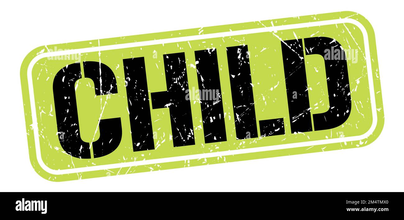 TEXTE POUR ENFANT inscrit sur le timbre vert-noir grungy. Banque D'Images