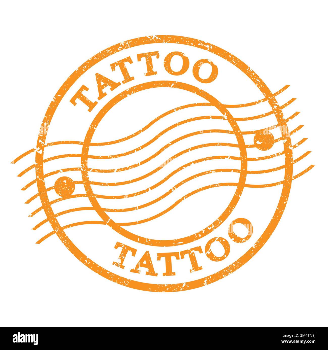 TATOUAGE, texte écrit sur timbre postal orange grungy. Banque D'Images