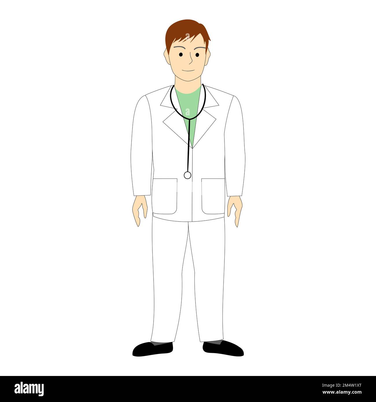 Un médecin masculin, chirurgien, dentiste, vétérinaire, fond blanc avec ballon de parole Banque D'Images