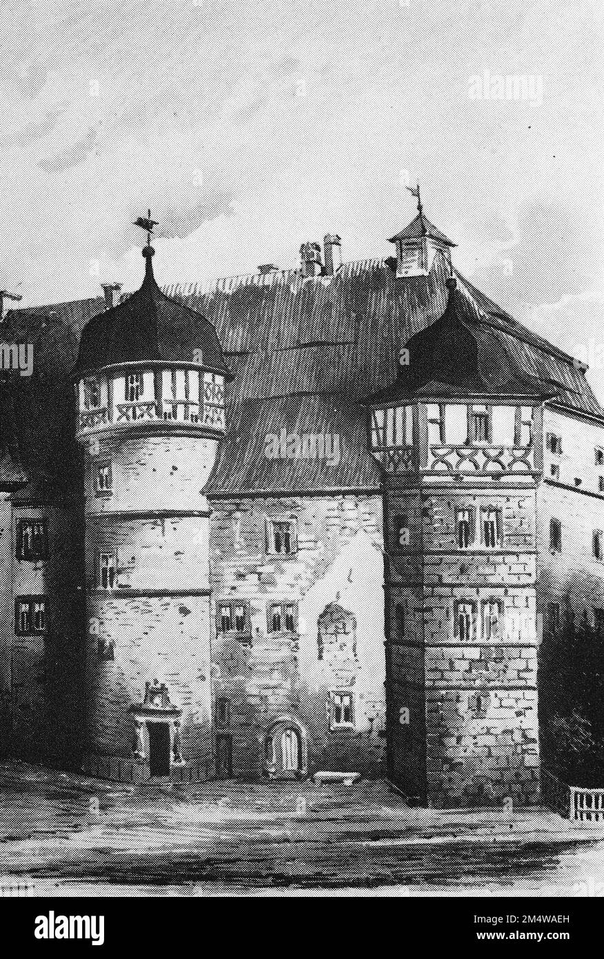 Historische Ansicht von Burg Bundorf, UM 1800, Bayern, Deutschland, Historisch, Digital restaurierte Reproduktion von einer Vorlage aus dem 19. Jahrhundert / v Banque D'Images
