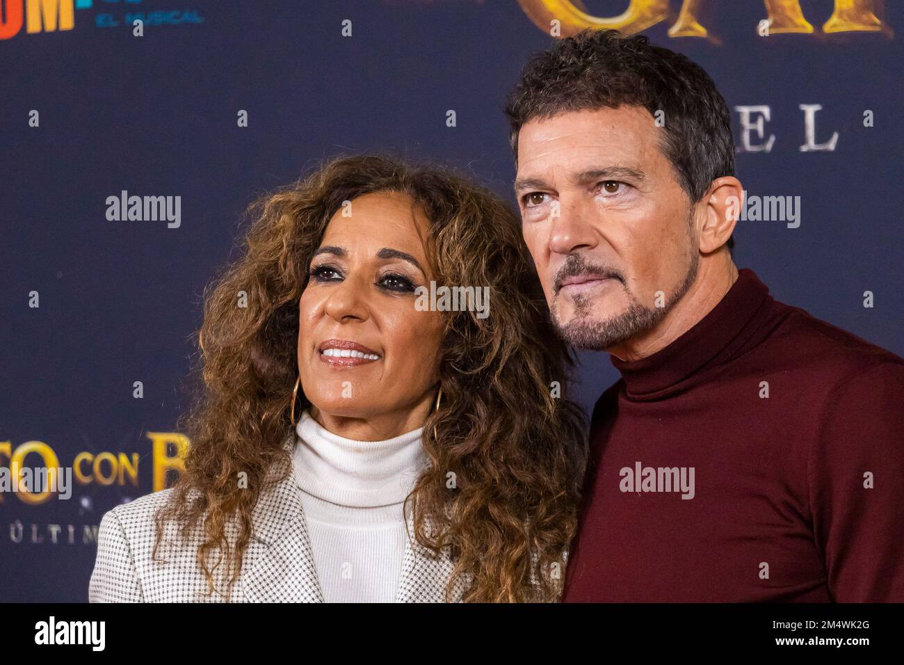 L'acteur Antonio Banderas et la chanteuse Rosario Flores assistent à la photo 'El Gato con Botas L'acteur Antonio Banderas et la chanteuse Rosario Flores assistent à la photo 'El Gato con Botas