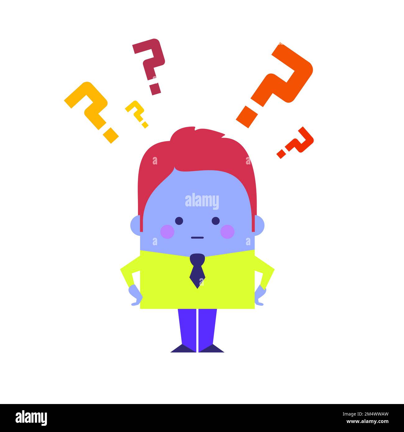 Illustration d'un homme d'affaires avec des points d'interrogation - style de vie faits attitude thème de conception Banque D'Images