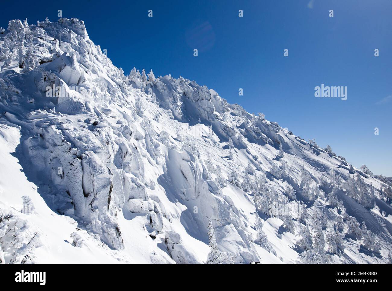 Neige fraîche sur les hauts sommets de montagne, un magnifique paysage d'hiver. Lake Tahoe, Californie. Banque D'Images