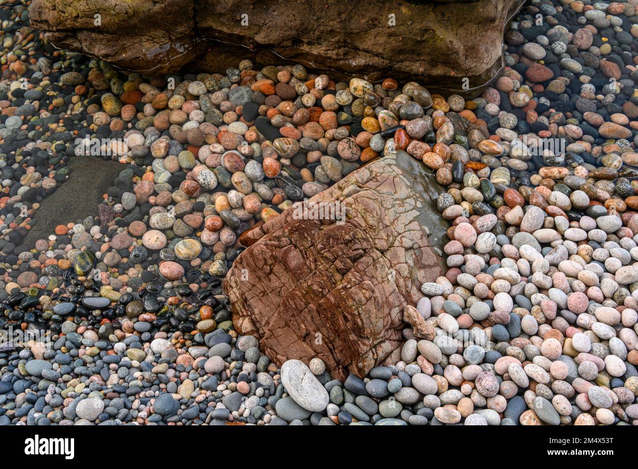 Pavés et roches polis par vagues à Sawpit Bay, Sawpit Bay (Ontario), Canada Banque D'Images