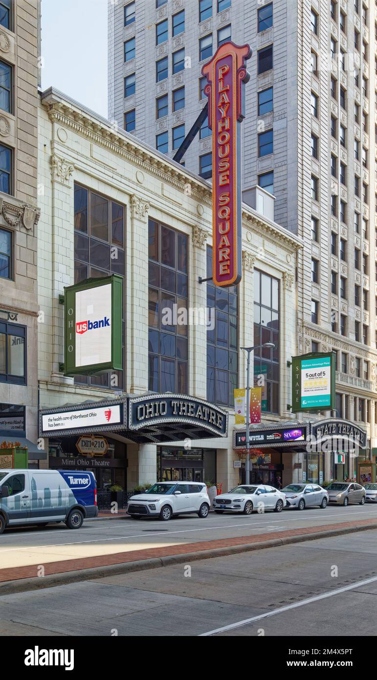 L'Ohio Theatre et le State Theatre occupent différentes ailes du même bâtiment de style renaissance, construit en 1911. Les deux sont entrées via Euclid Avenue. Banque D'Images