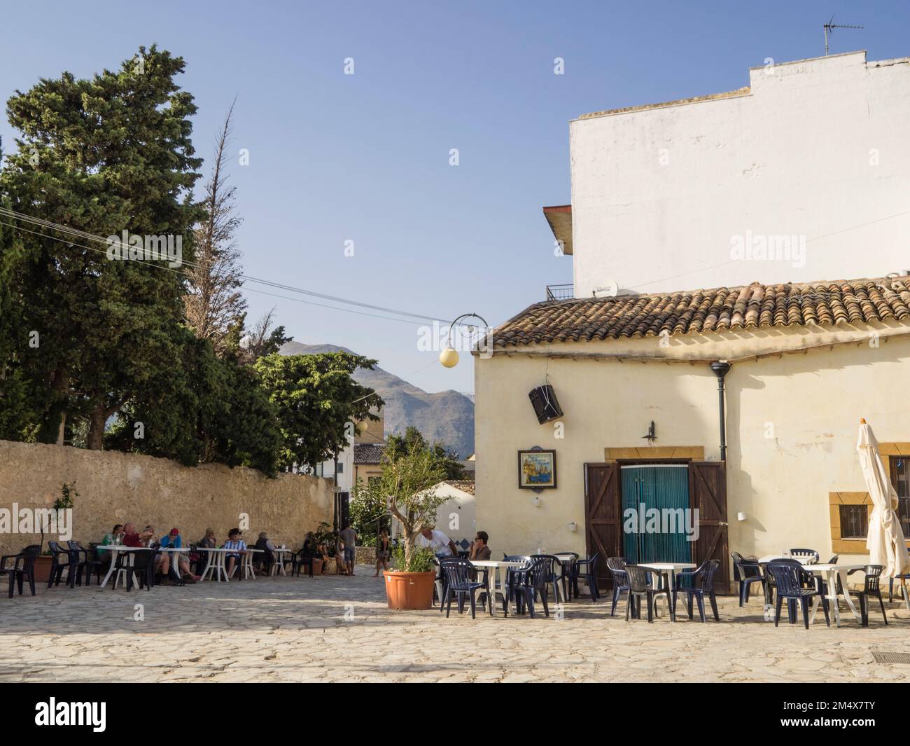 Cafe, Scopello, Sicile, Italie, Europe Banque D'Images