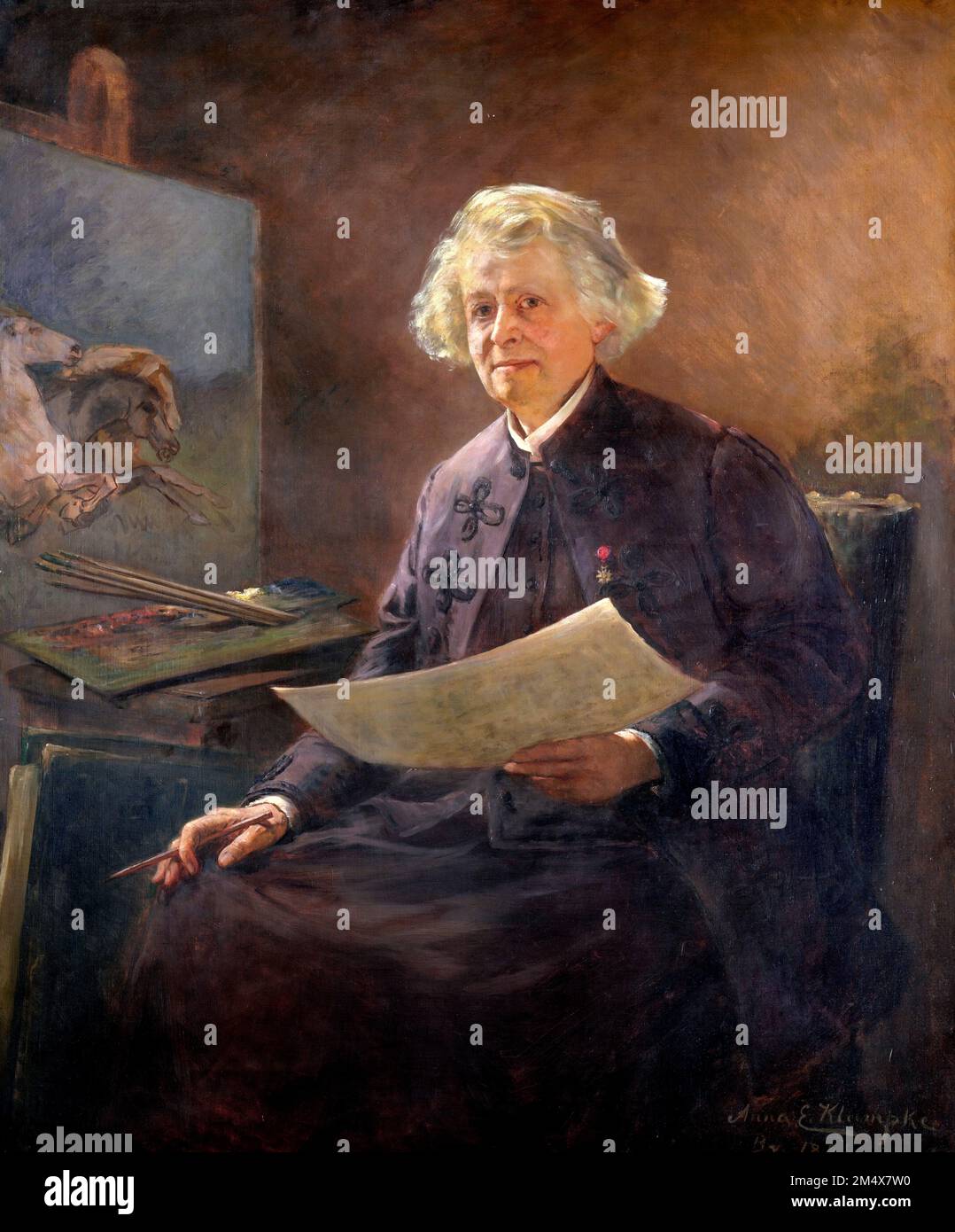 Portrait de Rosa Bonheur (Marie-Rosalie Bonheur : 1822-1899) par Anna Elizabeth Klumpke (1856-1942), huile sur toile, 1898 Banque D'Images