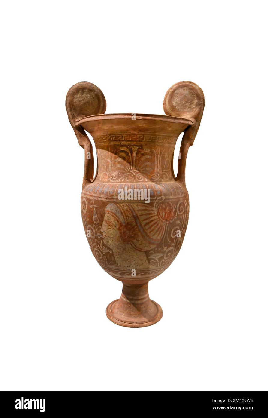 Magnifique Amphora grecque ancienne isolée sur fond blanc Banque D'Images