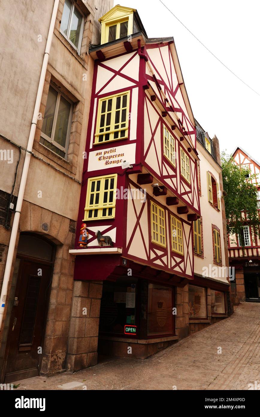 Morlaix, vieille ville, le petit chaperon rouge, restaurant, Finistère, Bretagne, France, Europe Banque D'Images