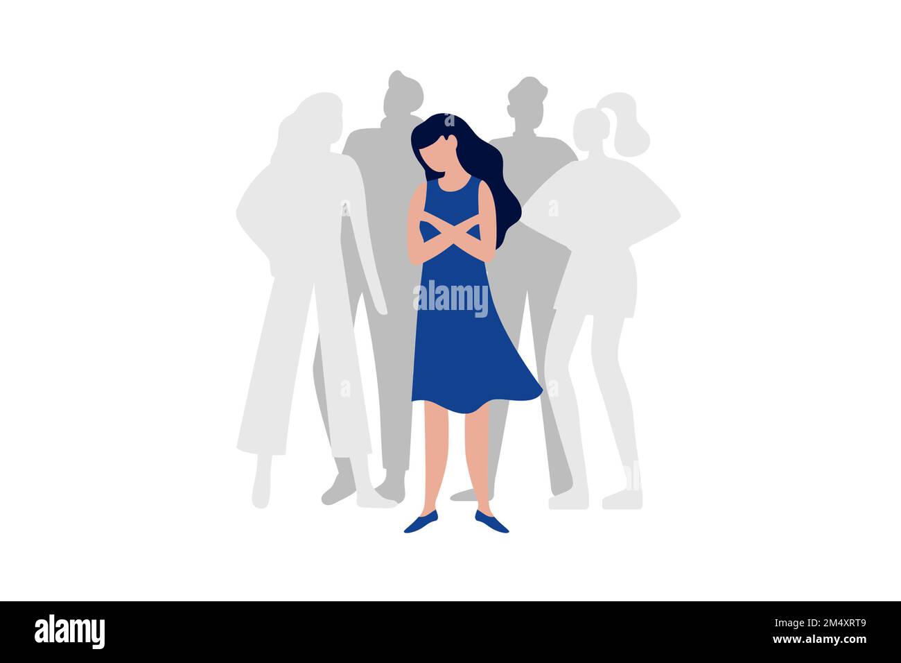 Solitude d'une fille dans un groupe Banque D'Images