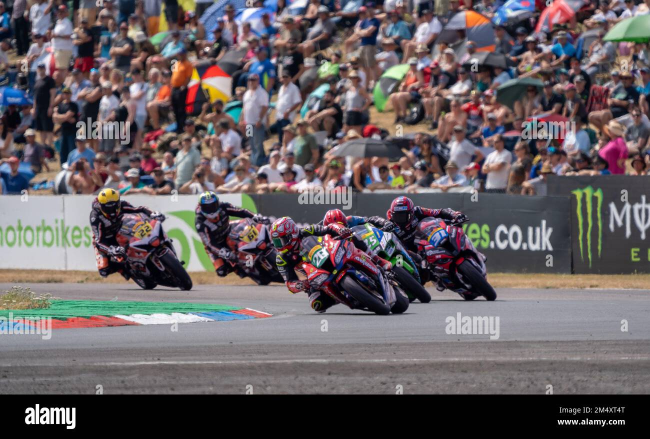 British Super Bikes circuit de course de Thruxton le jour de la course du dimanche Banque D'Images