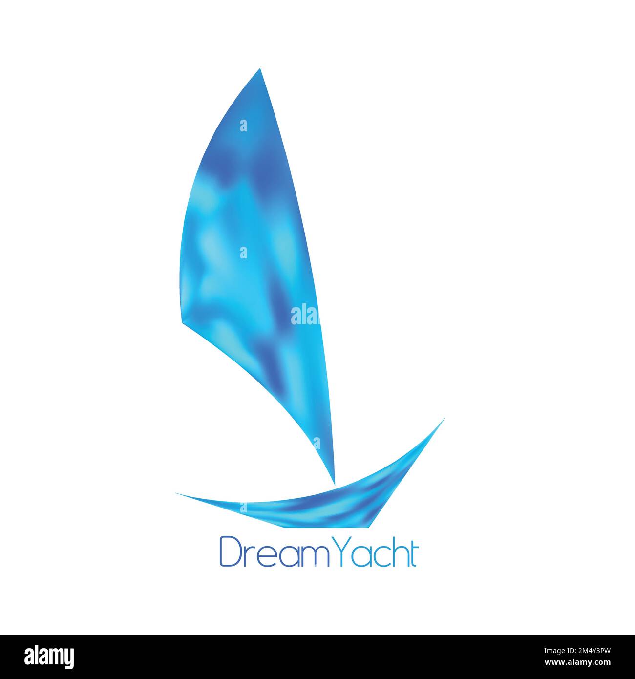 Modèle de logo Dream Yacht avec voilier bleu. Logotype graphique vectoriel simple Illustration de Vecteur
