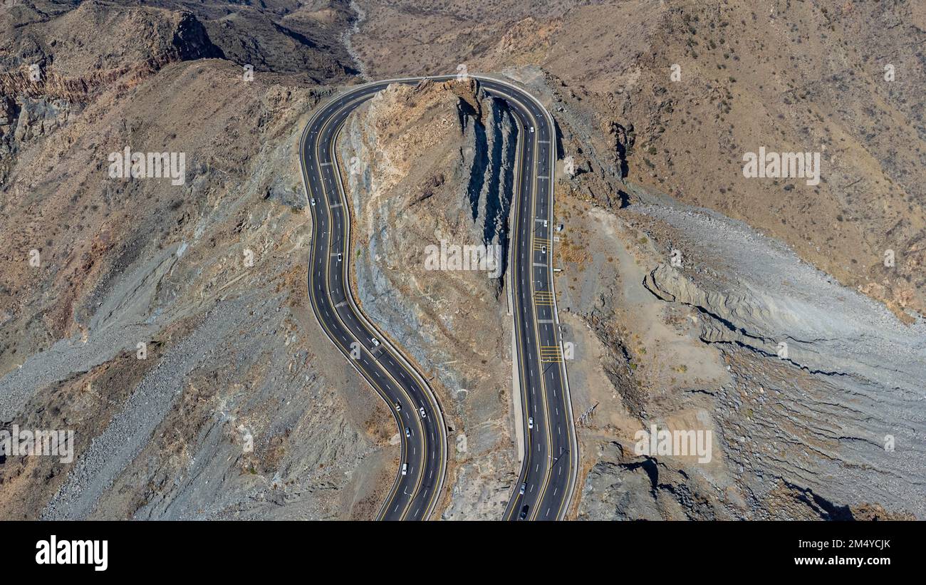 Route Al Hada entre les montagnes, Taif, Royaume d'Arabie Saoudite Banque D'Images