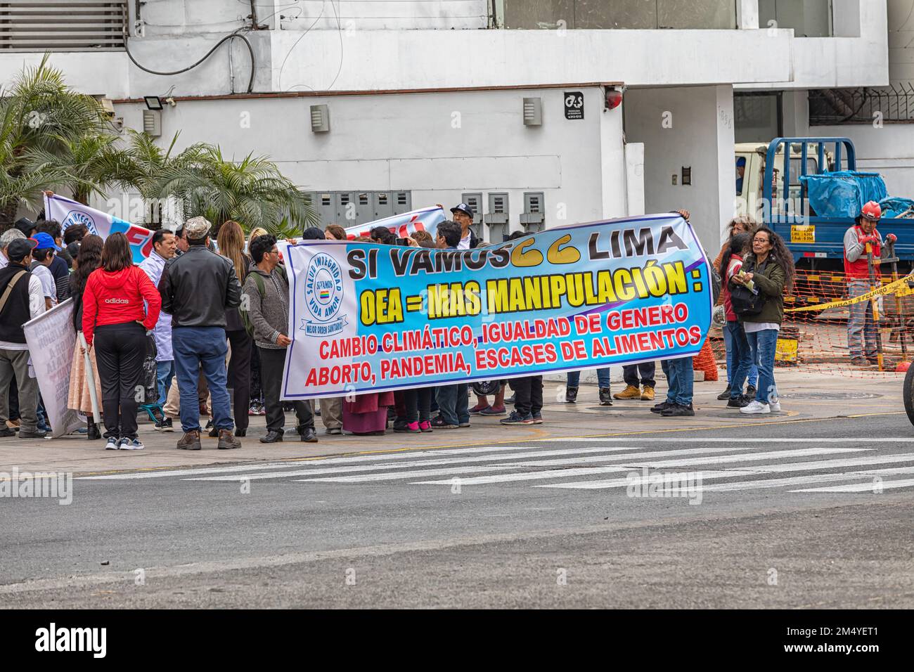 Lima, Pérou - 05 octobre 2022: Protestation contre l'Organisation des États américains (OEA) à Lima. Banque D'Images