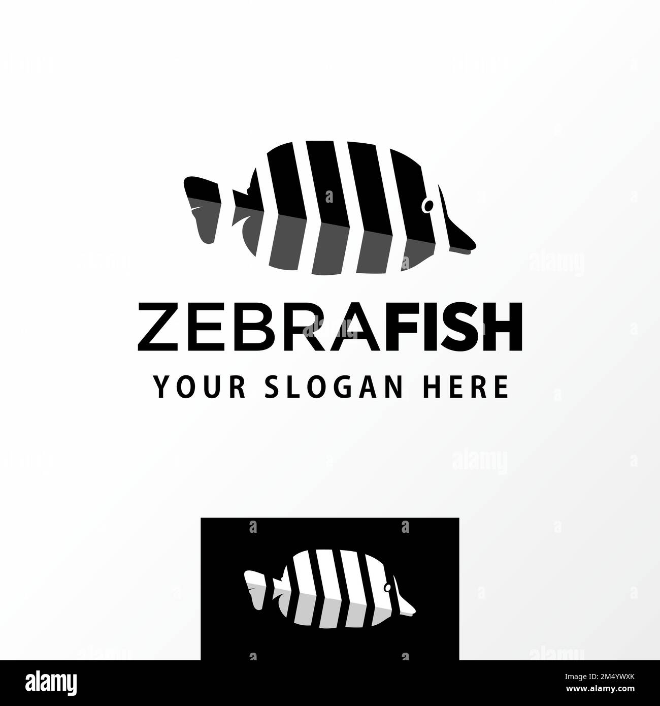 Poisson simple et unique avec motif zébré image graphique icône logo design abstrait concept vecteur stock. Peut être utilisé comme symboles liés à la mer ou à l'animal. Illustration de Vecteur
