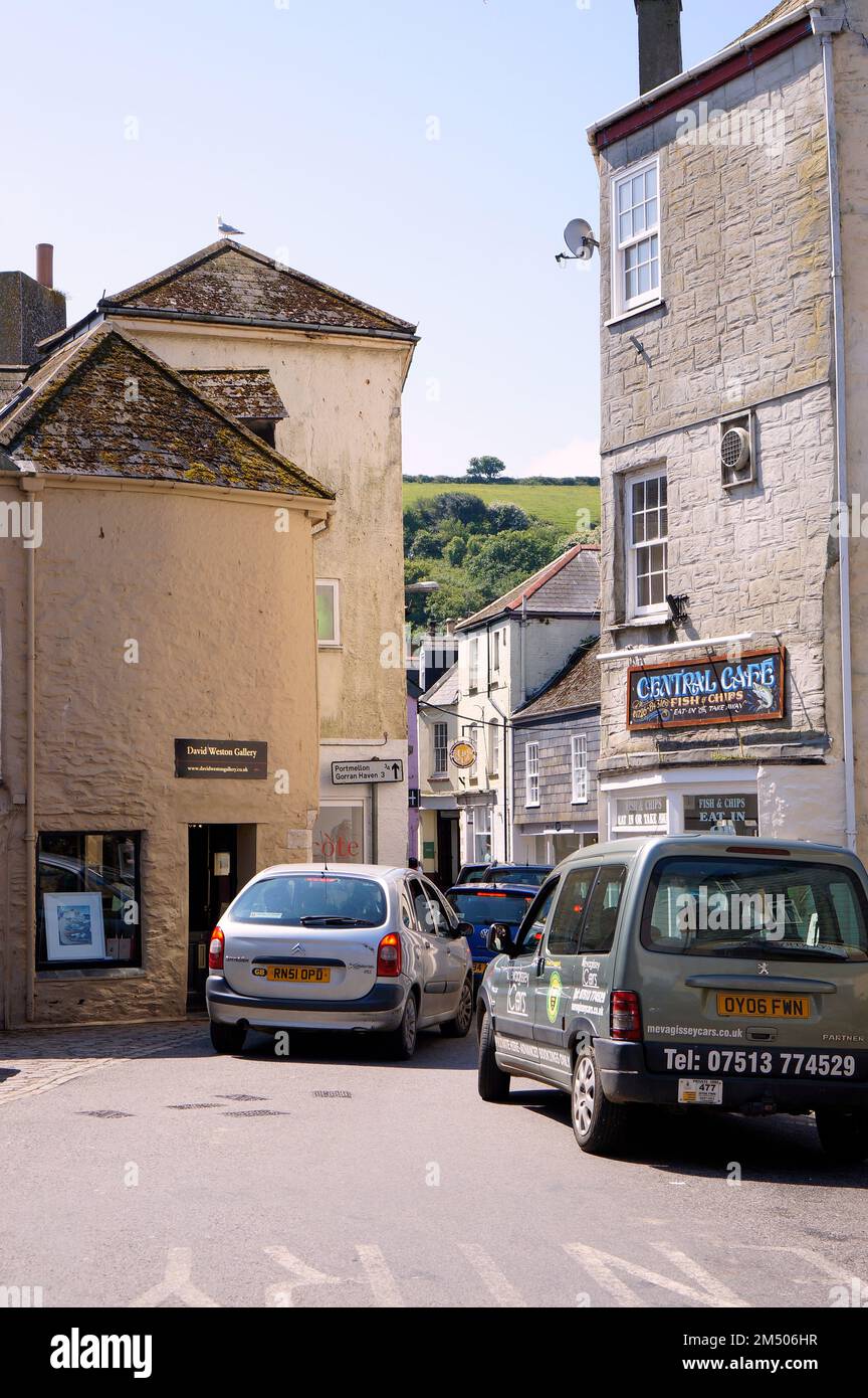 Embouteillages à Mevagissey, Cornwall, Royaume-Uni Banque D'Images