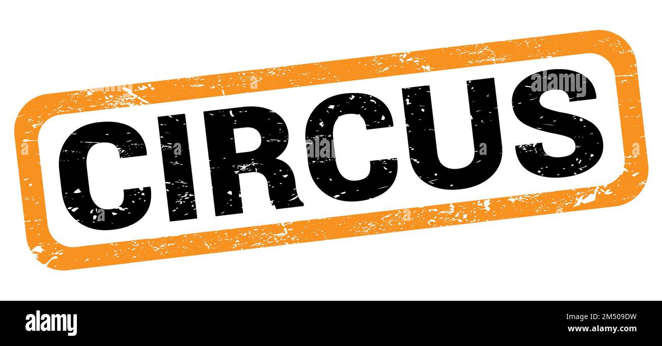 Texte DE CIRQUE écrit sur l'enseigne orange-noir. Banque D'Images
