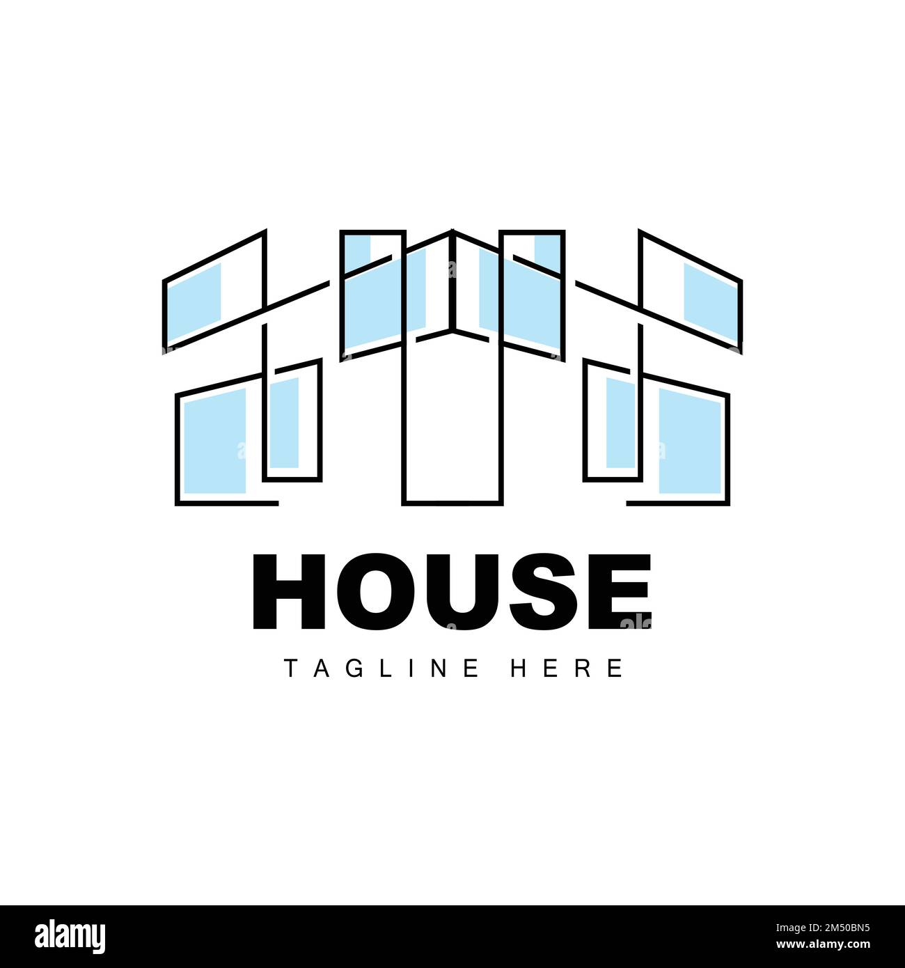 Logo de maison, vecteur de bâtiment simple, conception de construction, logement, immobilier, Location de propriété Illustration de Vecteur