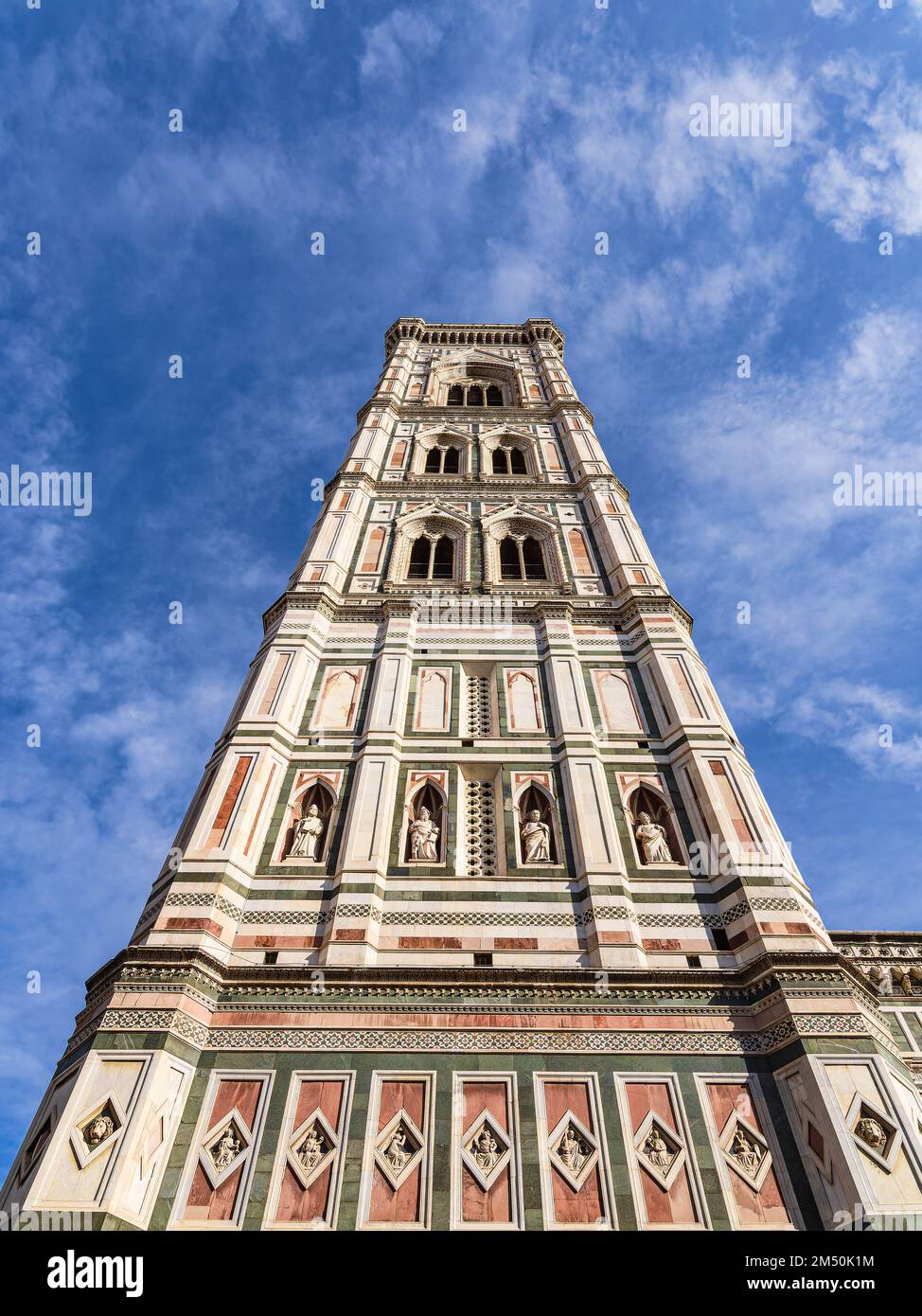 Vue sur le Campanile Di Giotto Bell Tower au Duomo de Florence, Italie. Banque D'Images