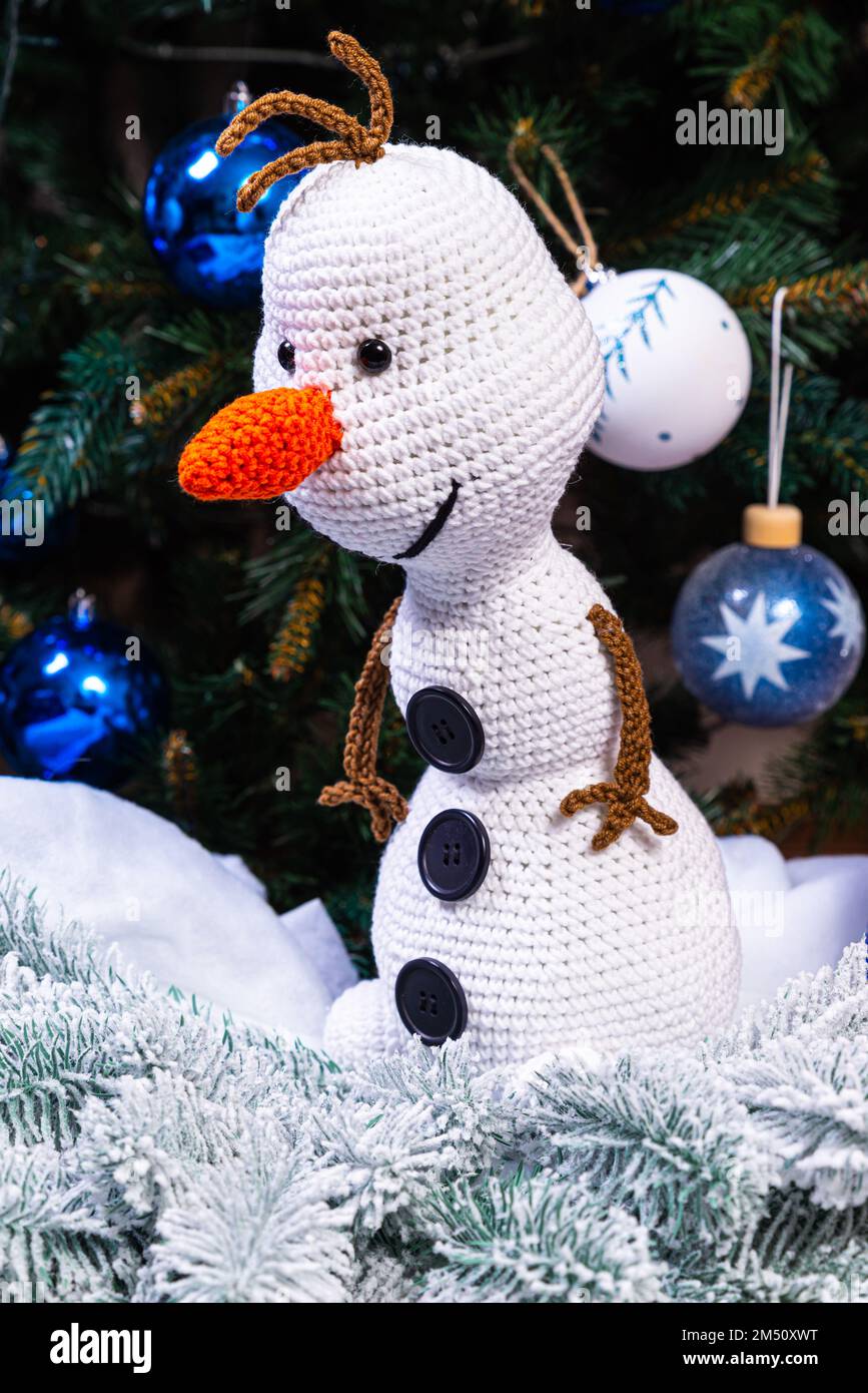Haut Noël Bonhomme de Neige Col Fourrure Patchwork
