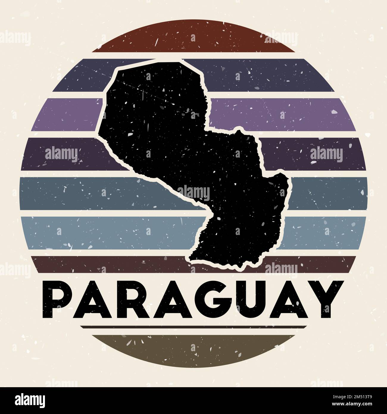 Logo Paraguay. Affiche avec la carte du pays et des bandes de couleur, illustration vectorielle. Peut être utilisé comme insigne, logotype, étiquette, autocollant ou badge de TH Illustration de Vecteur