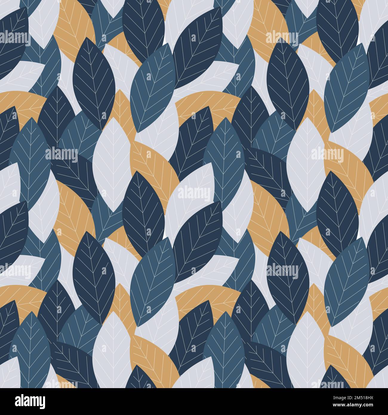 Motif bleu foncé avec des feuilles. Illustration vectorielle Illustration de Vecteur