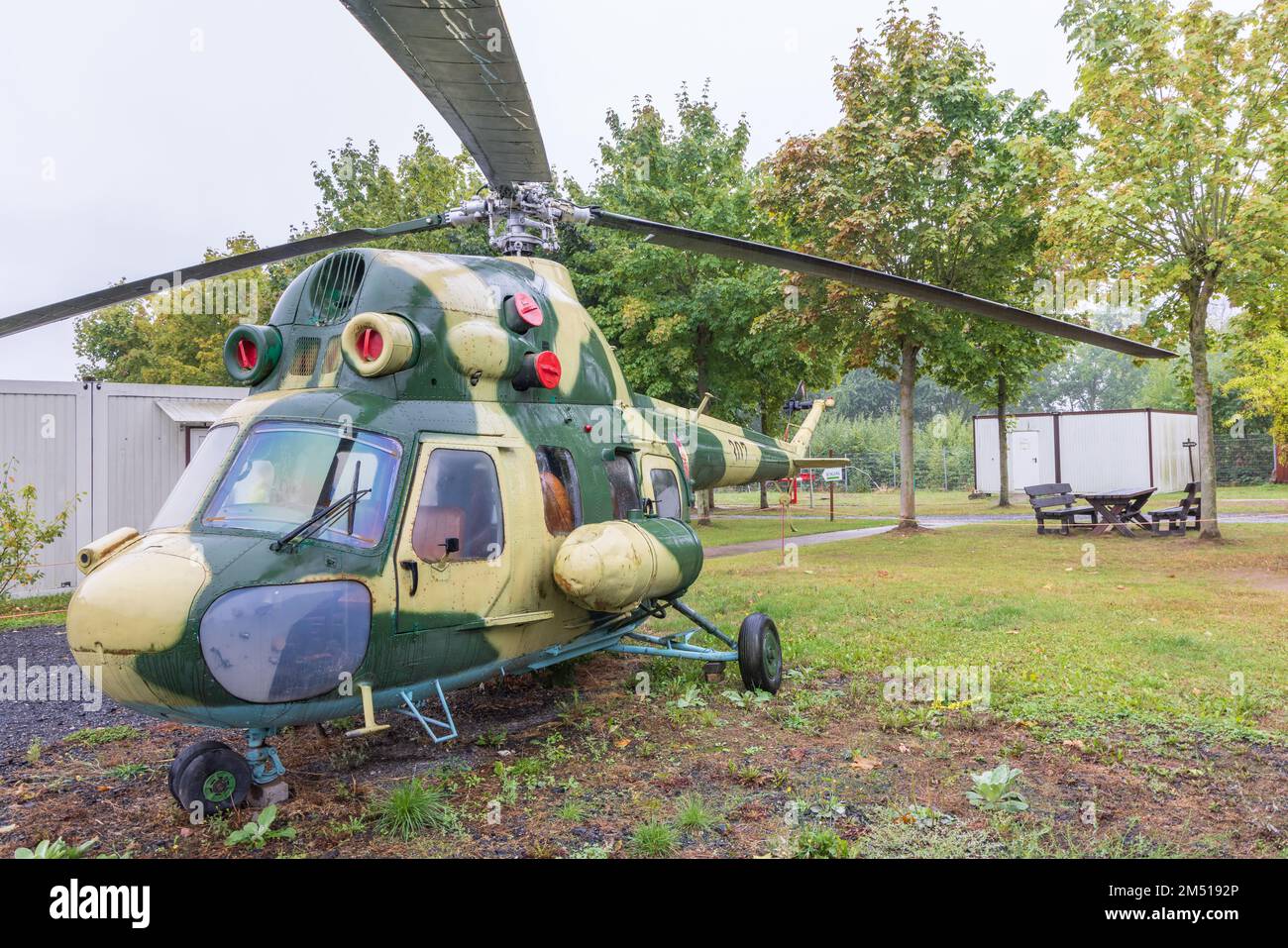 Eichsveld, Allemagne - 14 septembre 2022 : hélicoptère de l'OII au musée frontalier de Schifflersgrund à la ceinture verte d'Asbach-Sickenberg à Eichsveld Thuringen en Allemagne Banque D'Images