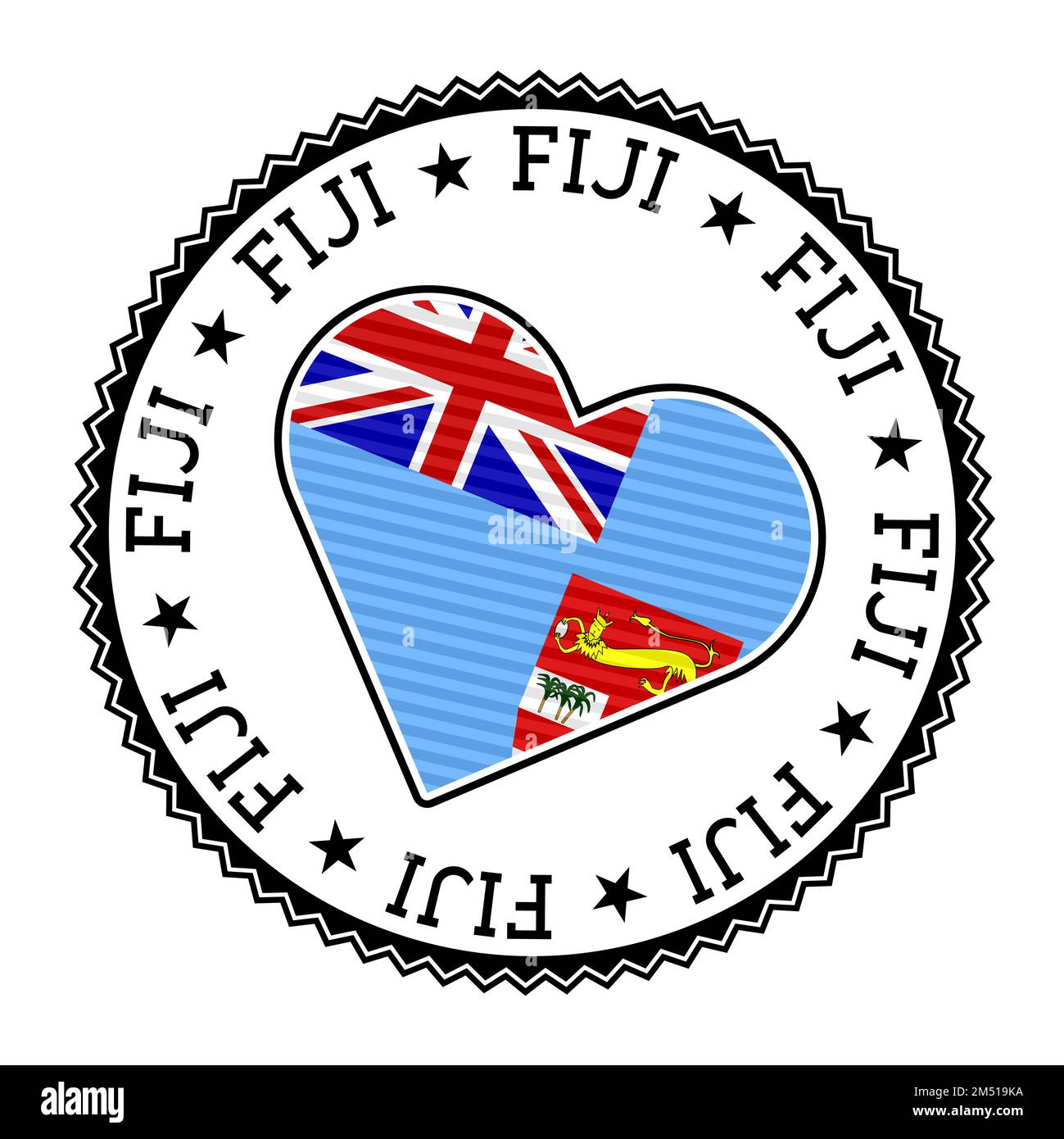 Badge Fidji Heart. Logo vectoriel de Fidji étonnante illustration vectorielle. Illustration de Vecteur