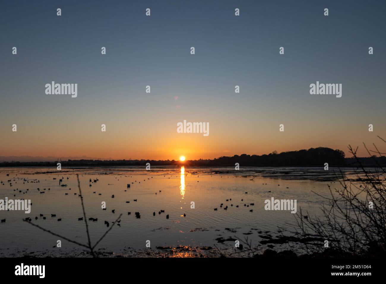 Crépuscule, Hole Bay, Poole Harbour, Poole, Dorset, ROYAUME-UNI Banque D'Images