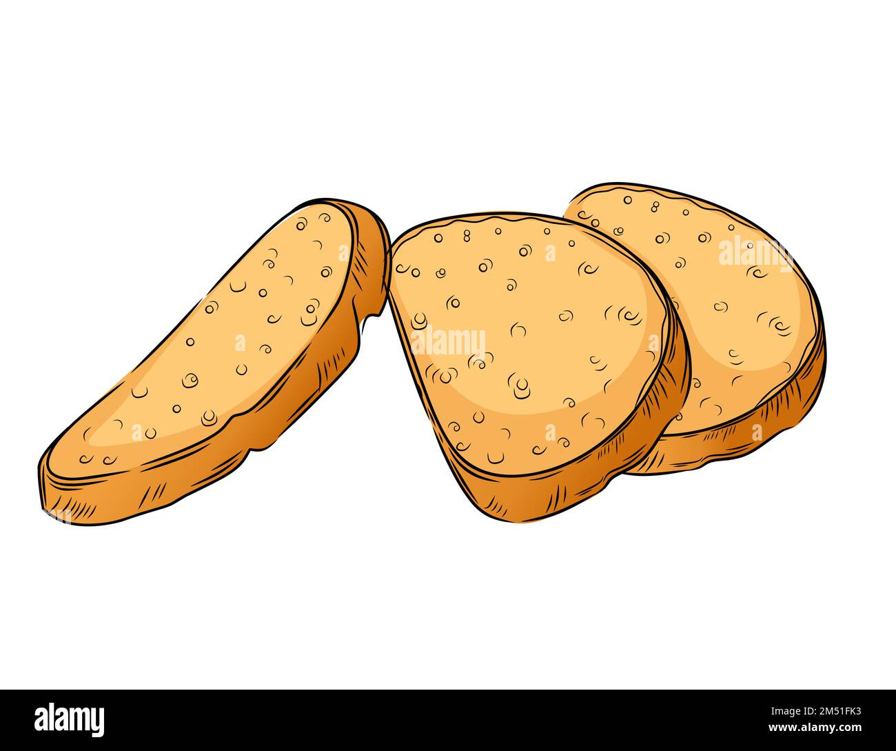 Morceau de pain blanc coupé en tranches frais et savoureux illustration vectorielle de style dessiné à la main isolée sur fond blanc Illustration de Vecteur