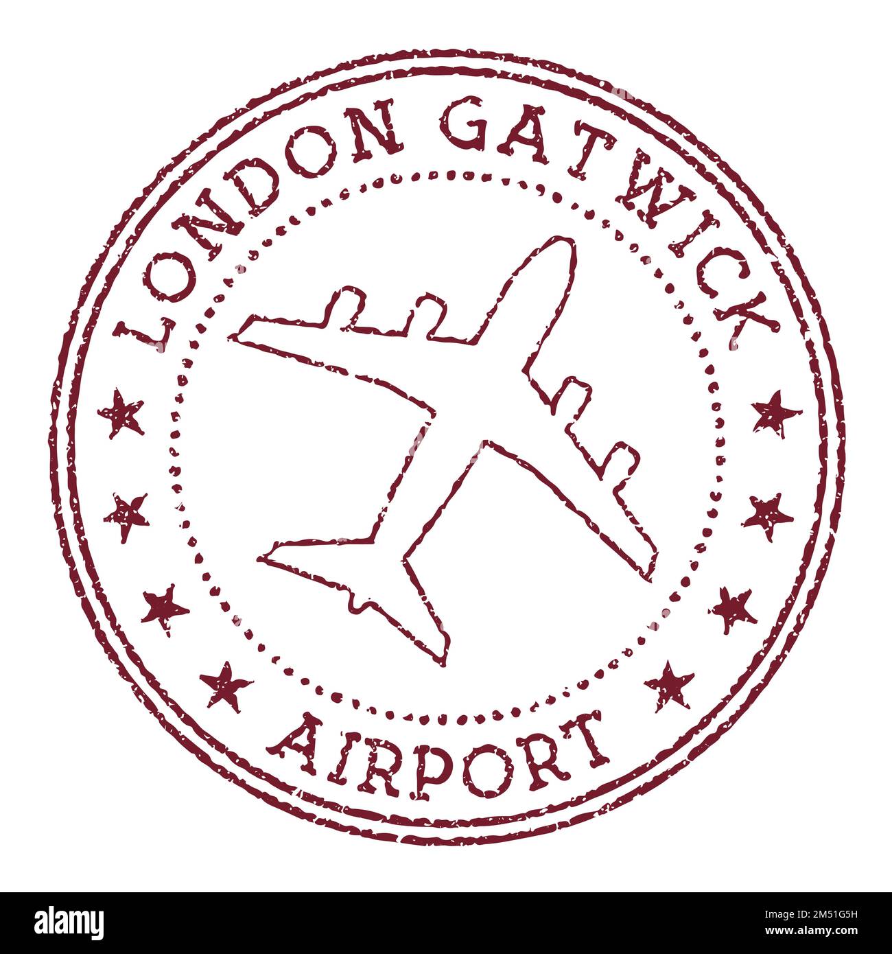 Timbre de l'aéroport de Londres Gatwick. Logo rond de l'aéroport de Londres. Illustration vectorielle. Illustration de Vecteur