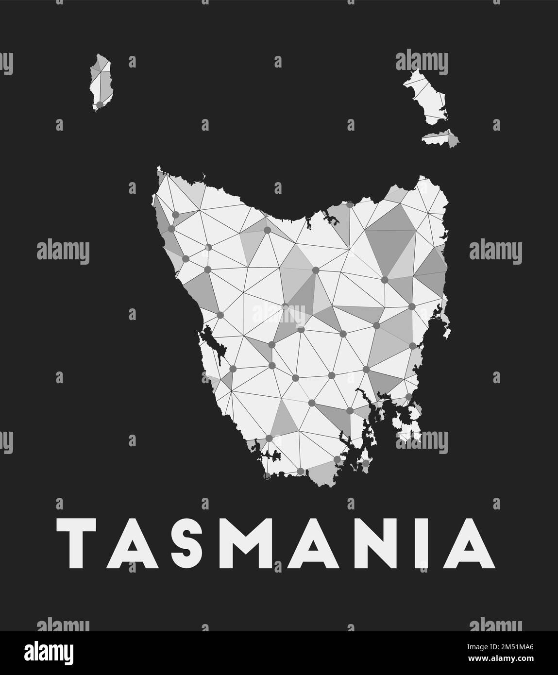 Tasmanie - carte du réseau de communication de l'île. Tasmanie design géométrique tendance sur fond sombre. Illustration de Vecteur