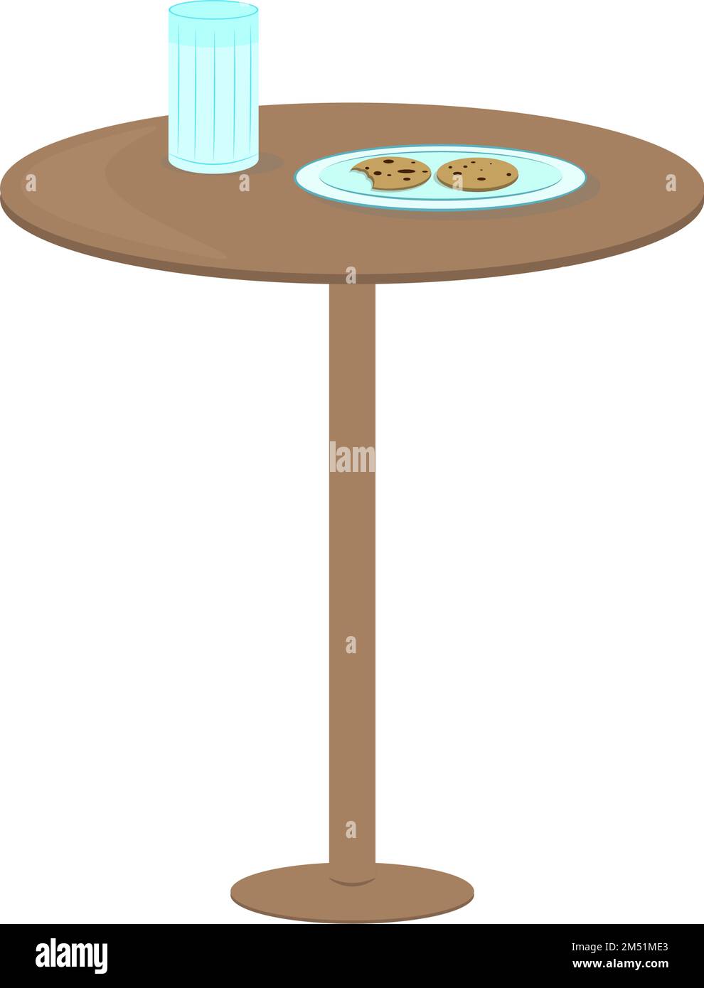 table basse avec une assiette de biscuits et un verre de lait Illustration de Vecteur