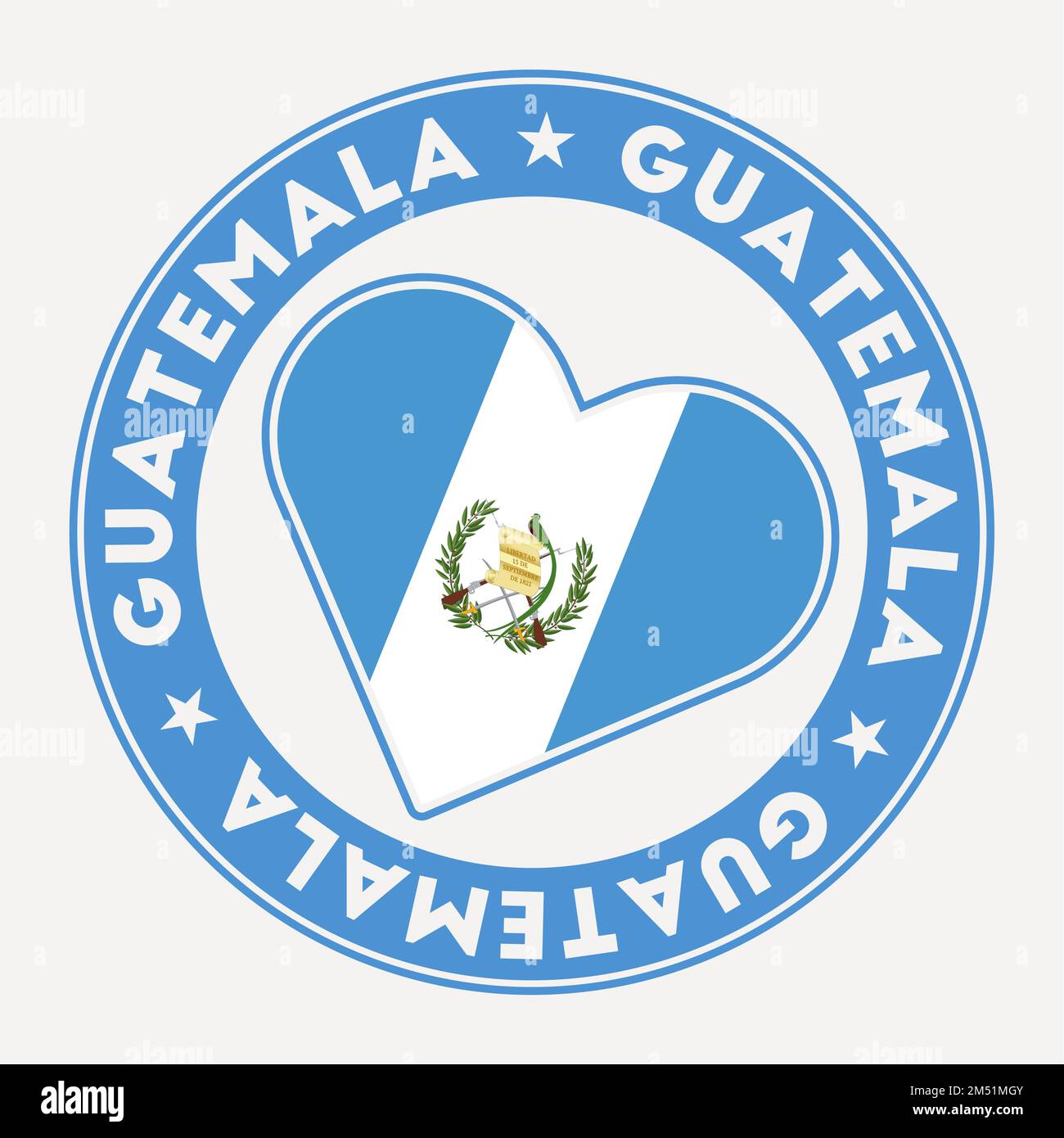 Insigne de drapeau du Guatemala. Du Guatemala avec logo amour. Prendre en charge le marquage du drapeau du pays. Illustration vectorielle. Illustration de Vecteur